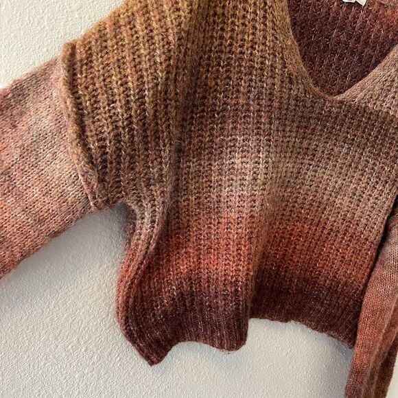 Rewind Women's Sweater Size XL Ombre Brown Tones Oversized Balloon Sleeves Boho - Picture 5 of 12